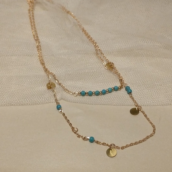 Jewelry - Turquoise and Gold 2 Strand Layered Necklace!